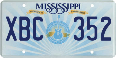 MS license plate XBC352