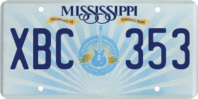 MS license plate XBC353