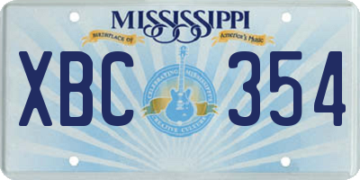 MS license plate XBC354