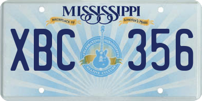 MS license plate XBC356