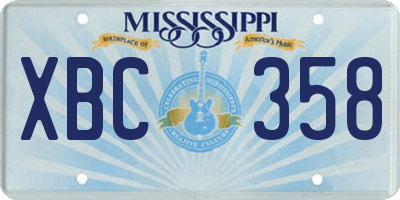 MS license plate XBC358