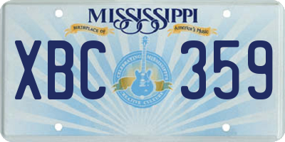 MS license plate XBC359