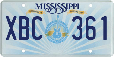 MS license plate XBC361