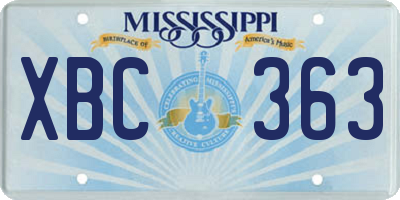MS license plate XBC363