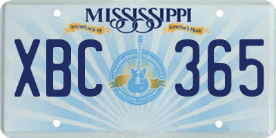 MS license plate XBC365