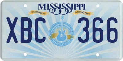 MS license plate XBC366