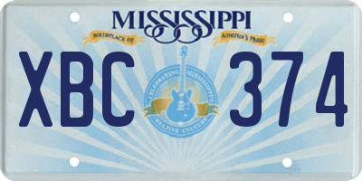 MS license plate XBC374