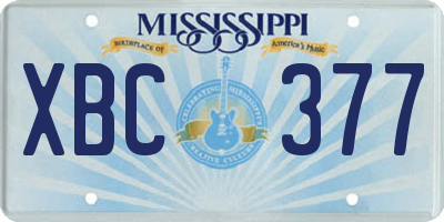 MS license plate XBC377