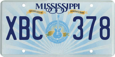 MS license plate XBC378