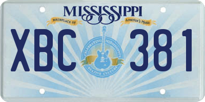 MS license plate XBC381