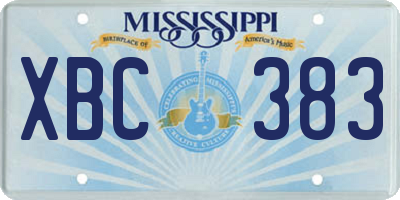MS license plate XBC383