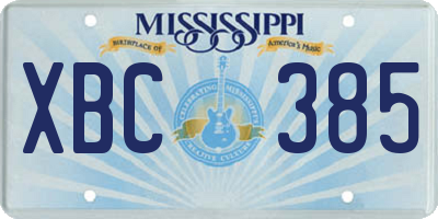MS license plate XBC385