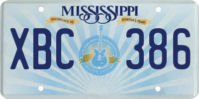 MS license plate XBC386