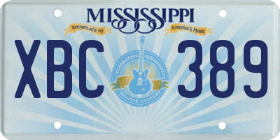 MS license plate XBC389