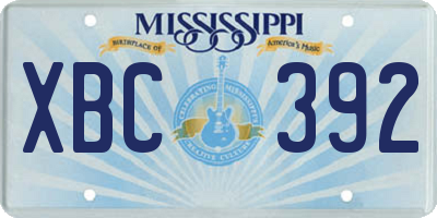 MS license plate XBC392