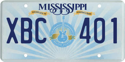 MS license plate XBC401