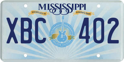 MS license plate XBC402