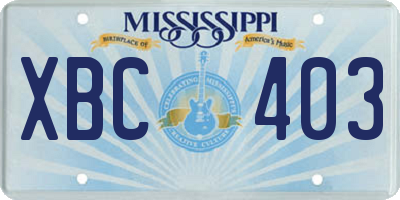 MS license plate XBC403