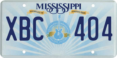 MS license plate XBC404