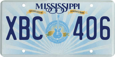 MS license plate XBC406