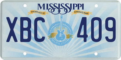 MS license plate XBC409