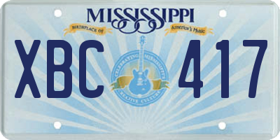 MS license plate XBC417