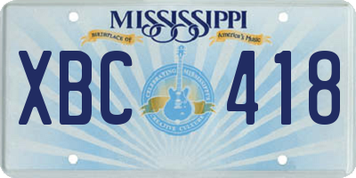 MS license plate XBC418