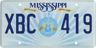 MS license plate XBC419