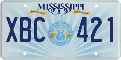MS license plate XBC421