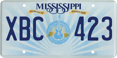 MS license plate XBC423