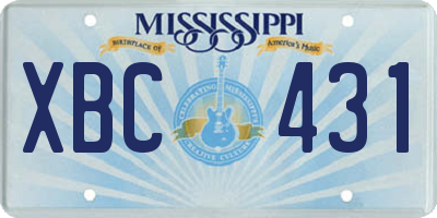 MS license plate XBC431