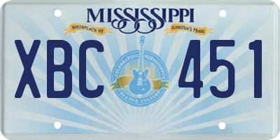 MS license plate XBC451