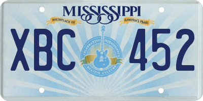 MS license plate XBC452