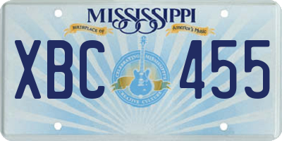MS license plate XBC455