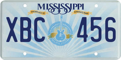 MS license plate XBC456