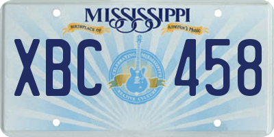 MS license plate XBC458