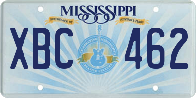 MS license plate XBC462