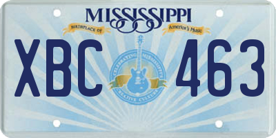 MS license plate XBC463