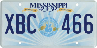 MS license plate XBC466