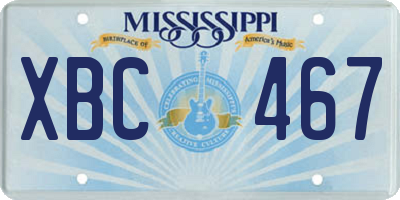 MS license plate XBC467
