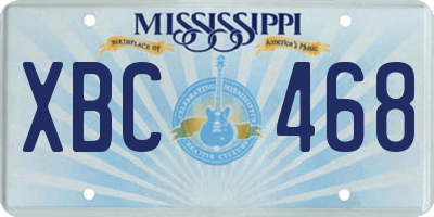MS license plate XBC468