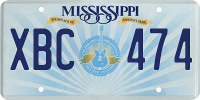 MS license plate XBC474