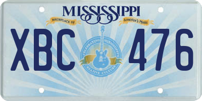 MS license plate XBC476