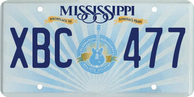 MS license plate XBC477