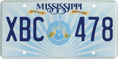 MS license plate XBC478