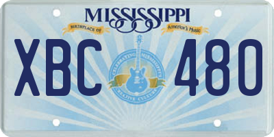MS license plate XBC480