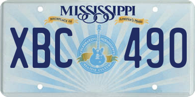 MS license plate XBC490