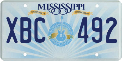MS license plate XBC492