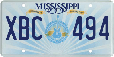 MS license plate XBC494