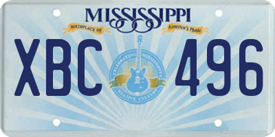 MS license plate XBC496